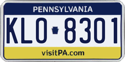 PA license plate KLO8301