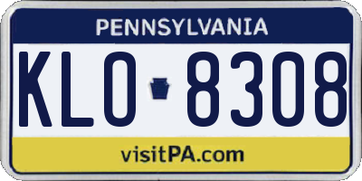 PA license plate KLO8308