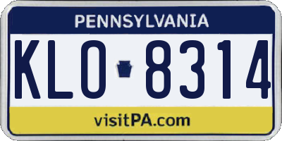 PA license plate KLO8314