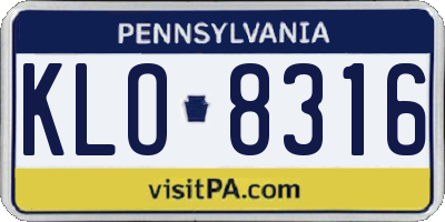 PA license plate KLO8316