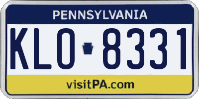 PA license plate KLO8331