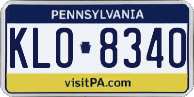 PA license plate KLO8340