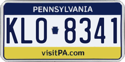 PA license plate KLO8341