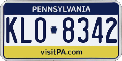 PA license plate KLO8342