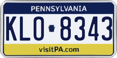 PA license plate KLO8343