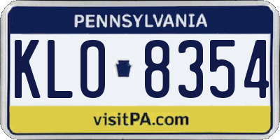 PA license plate KLO8354
