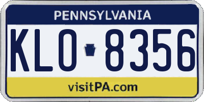 PA license plate KLO8356