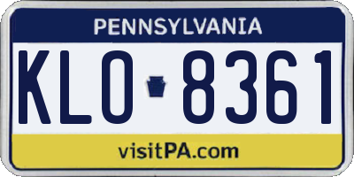 PA license plate KLO8361
