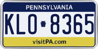 PA license plate KLO8365