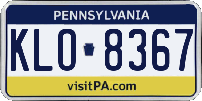 PA license plate KLO8367