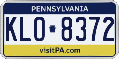 PA license plate KLO8372