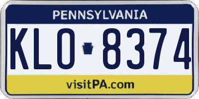 PA license plate KLO8374