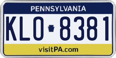 PA license plate KLO8381