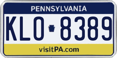 PA license plate KLO8389