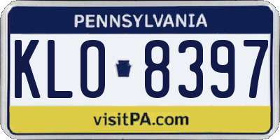 PA license plate KLO8397