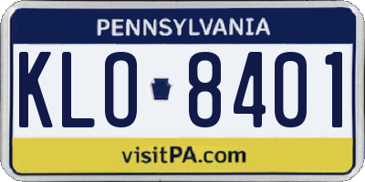 PA license plate KLO8401