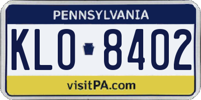 PA license plate KLO8402