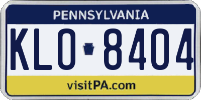 PA license plate KLO8404