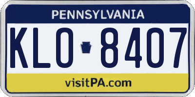 PA license plate KLO8407