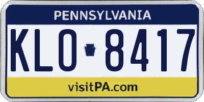 PA license plate KLO8417
