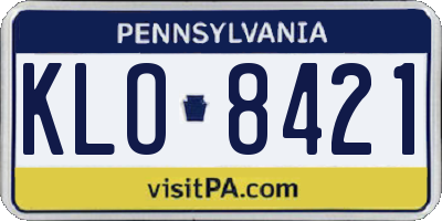PA license plate KLO8421
