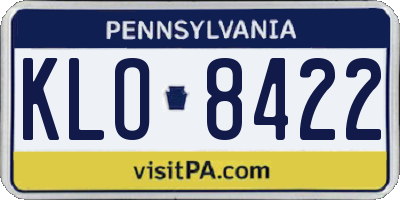 PA license plate KLO8422