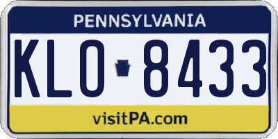 PA license plate KLO8433