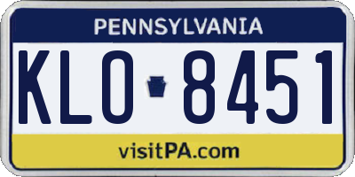 PA license plate KLO8451