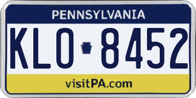 PA license plate KLO8452