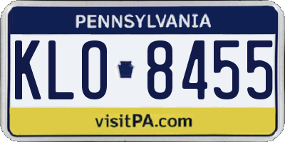 PA license plate KLO8455
