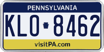 PA license plate KLO8462