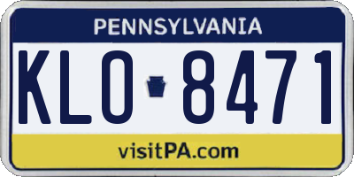 PA license plate KLO8471