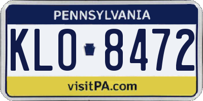 PA license plate KLO8472