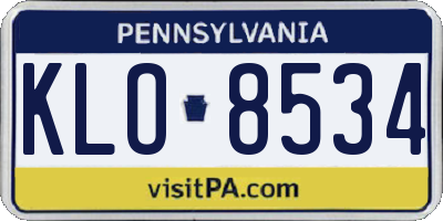 PA license plate KLO8534