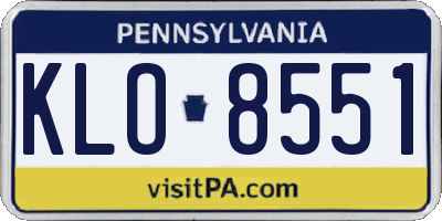 PA license plate KLO8551
