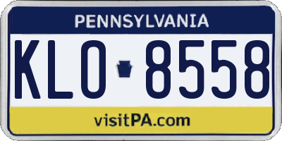 PA license plate KLO8558