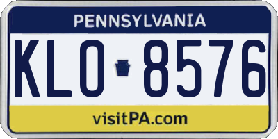PA license plate KLO8576