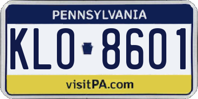 PA license plate KLO8601