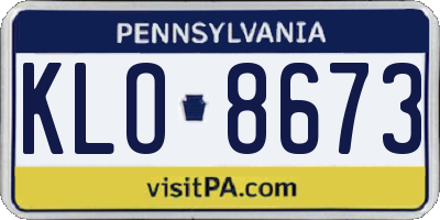 PA license plate KLO8673