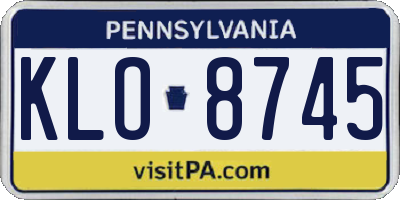PA license plate KLO8745
