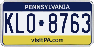 PA license plate KLO8763