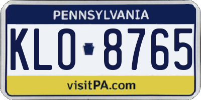 PA license plate KLO8765