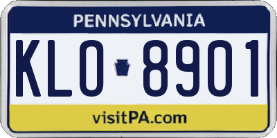 PA license plate KLO8901