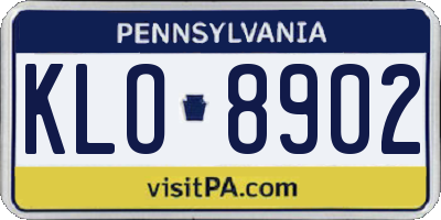 PA license plate KLO8902