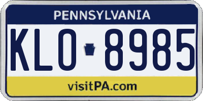 PA license plate KLO8985