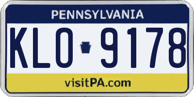 PA license plate KLO9178