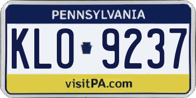 PA license plate KLO9237