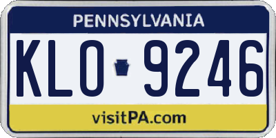 PA license plate KLO9246