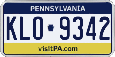 PA license plate KLO9342