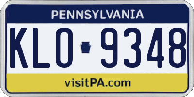 PA license plate KLO9348
